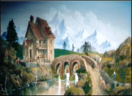 Cabaña perdida en el paisaje. Oleo en Alto Relieve